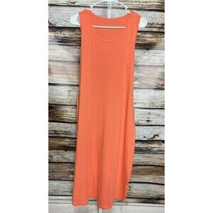 AnyBody Cozy Knit Sleeveless Wrap Front Midi Dress Persimmon Small New